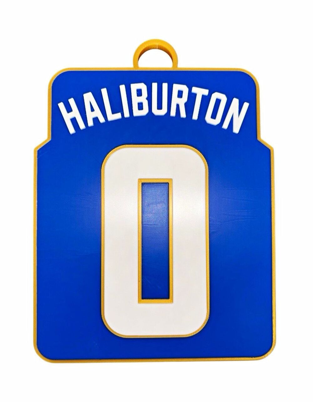 TYLER HALIBURTON 0 Vertical Hanging Wall Sign Plaque, Blue/White/Gold Plastic